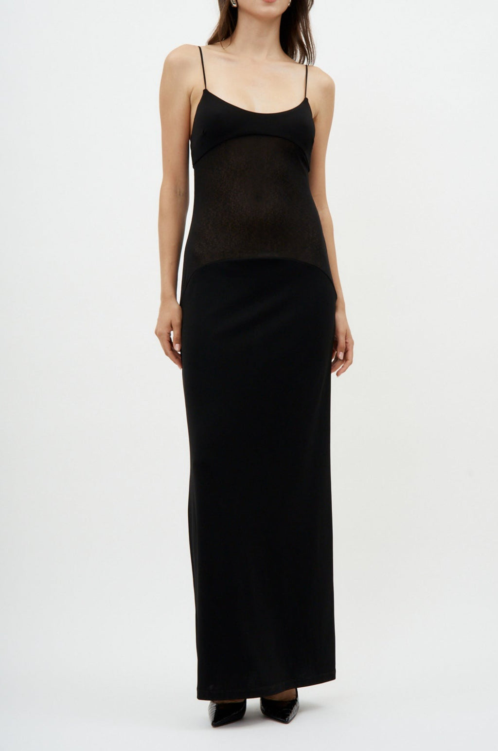 Mesh Stomach Maxi Black Dress - Désordre Boutique