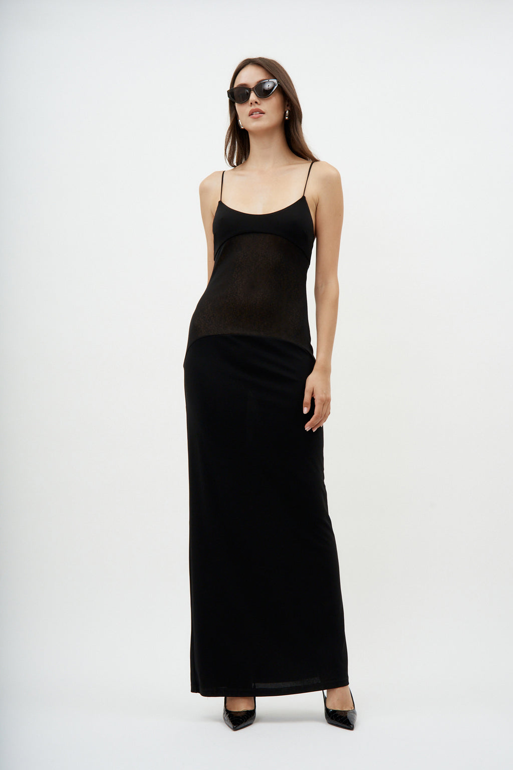 Mesh Stomach Maxi Black Dress - Désordre Boutique