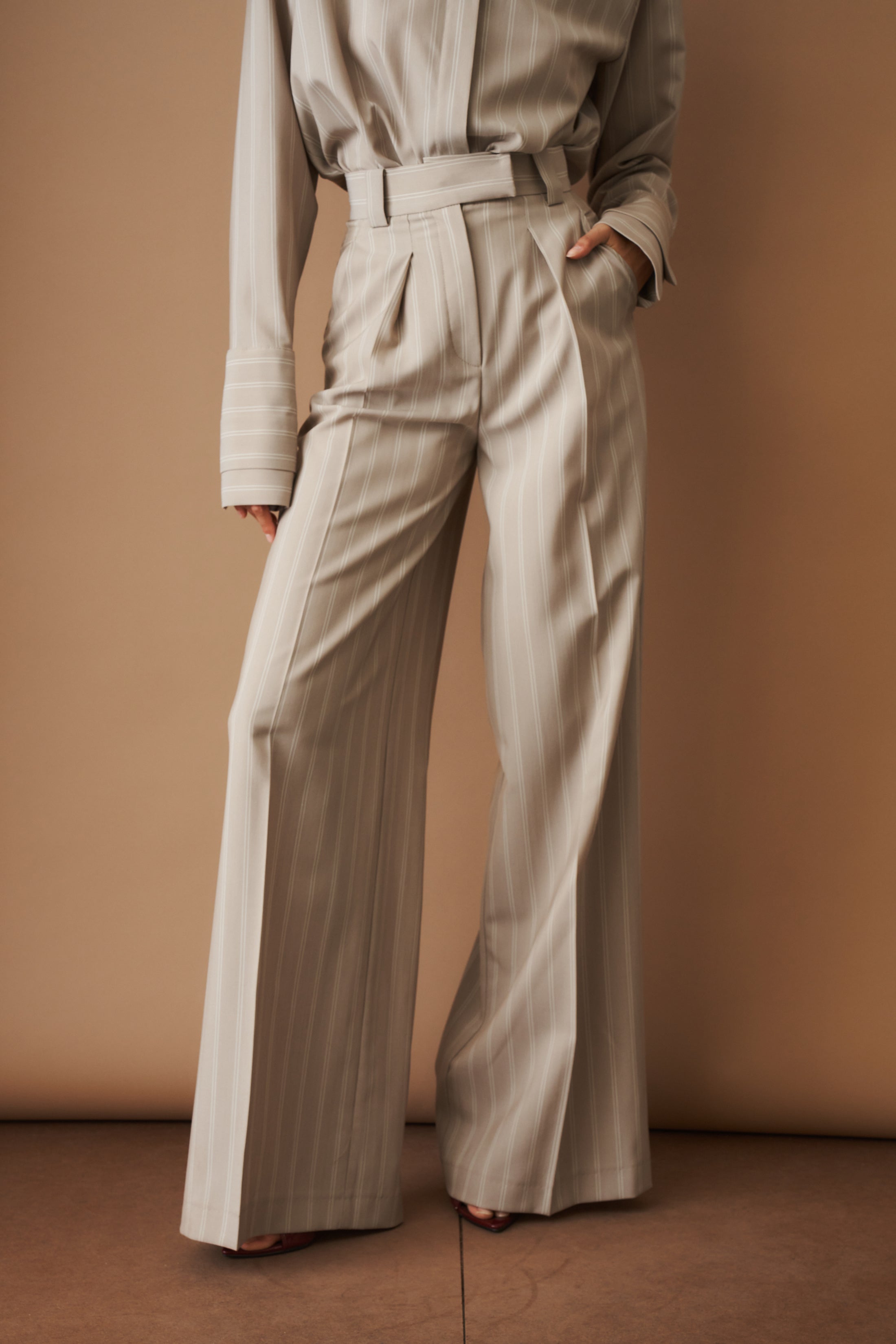 Striped Viscose Wool Pants