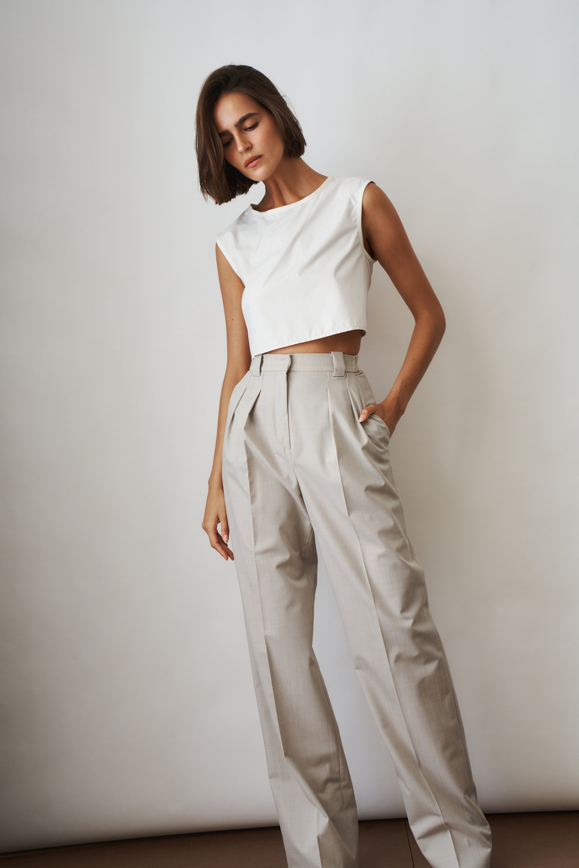 Taupe Viscose Wool Pants - DÉSORDRE
