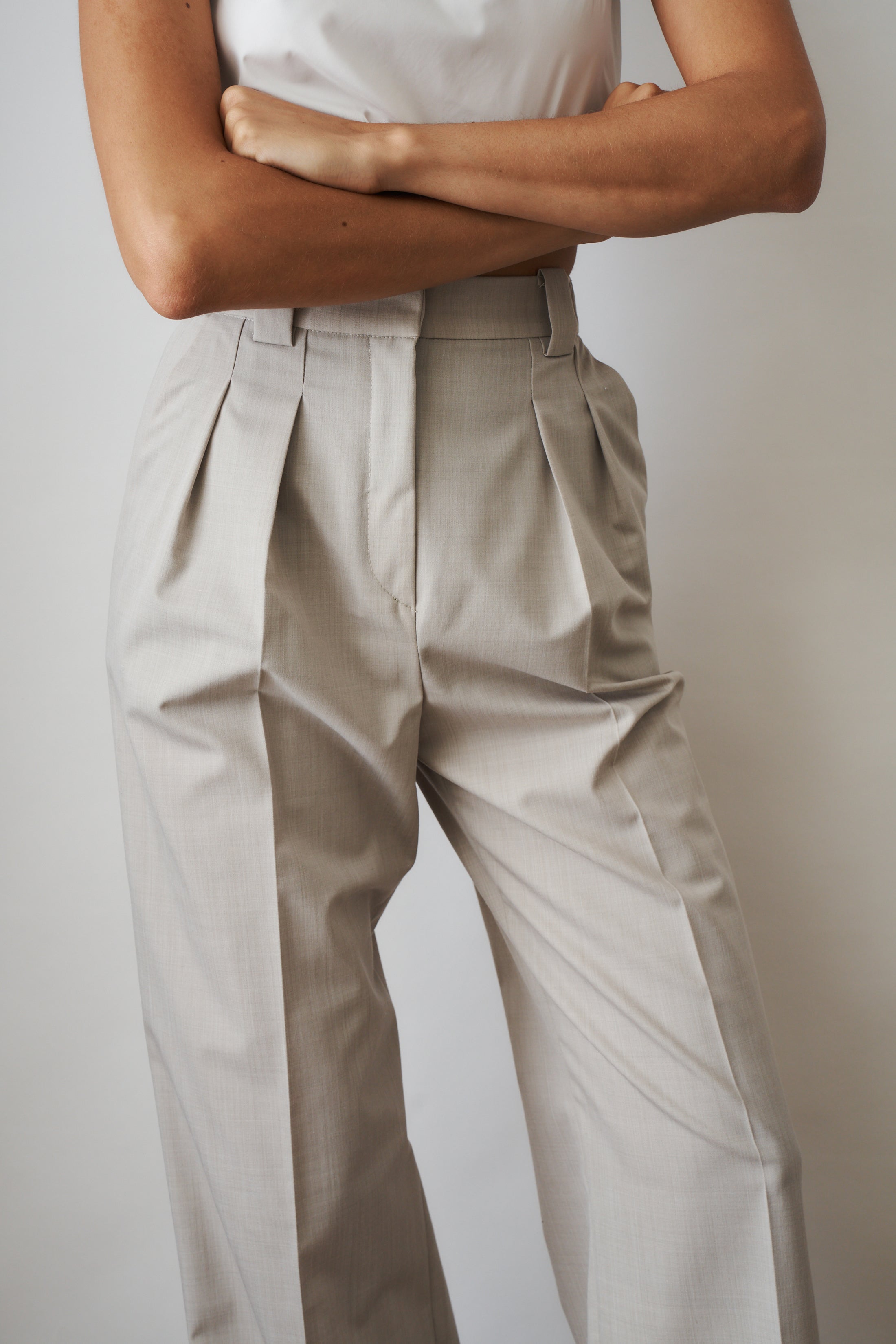 Taupe Viscose Wool Pants - DÉSORDRE