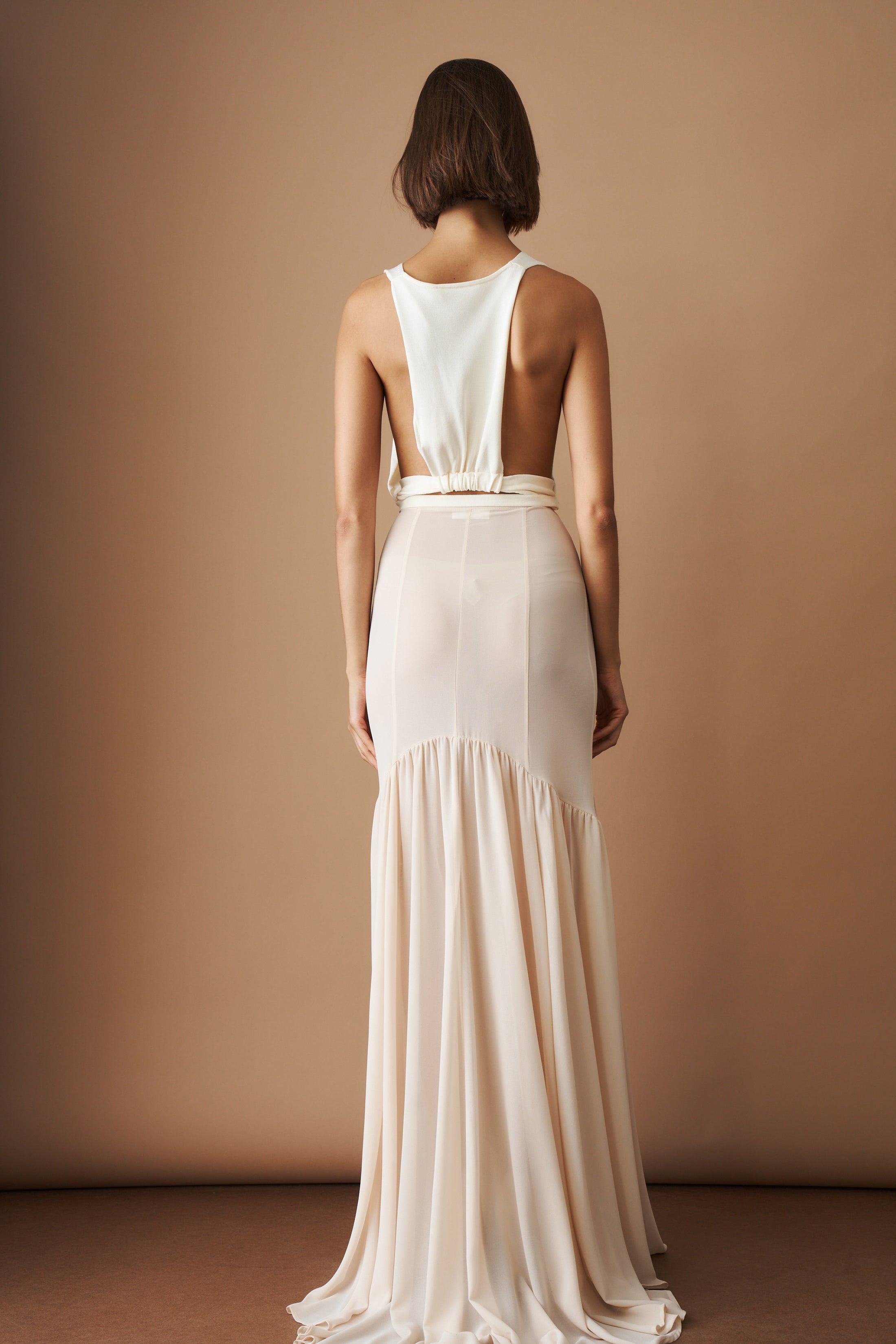 Ruffled Maxi Skirt Nude - DÉSORDRE