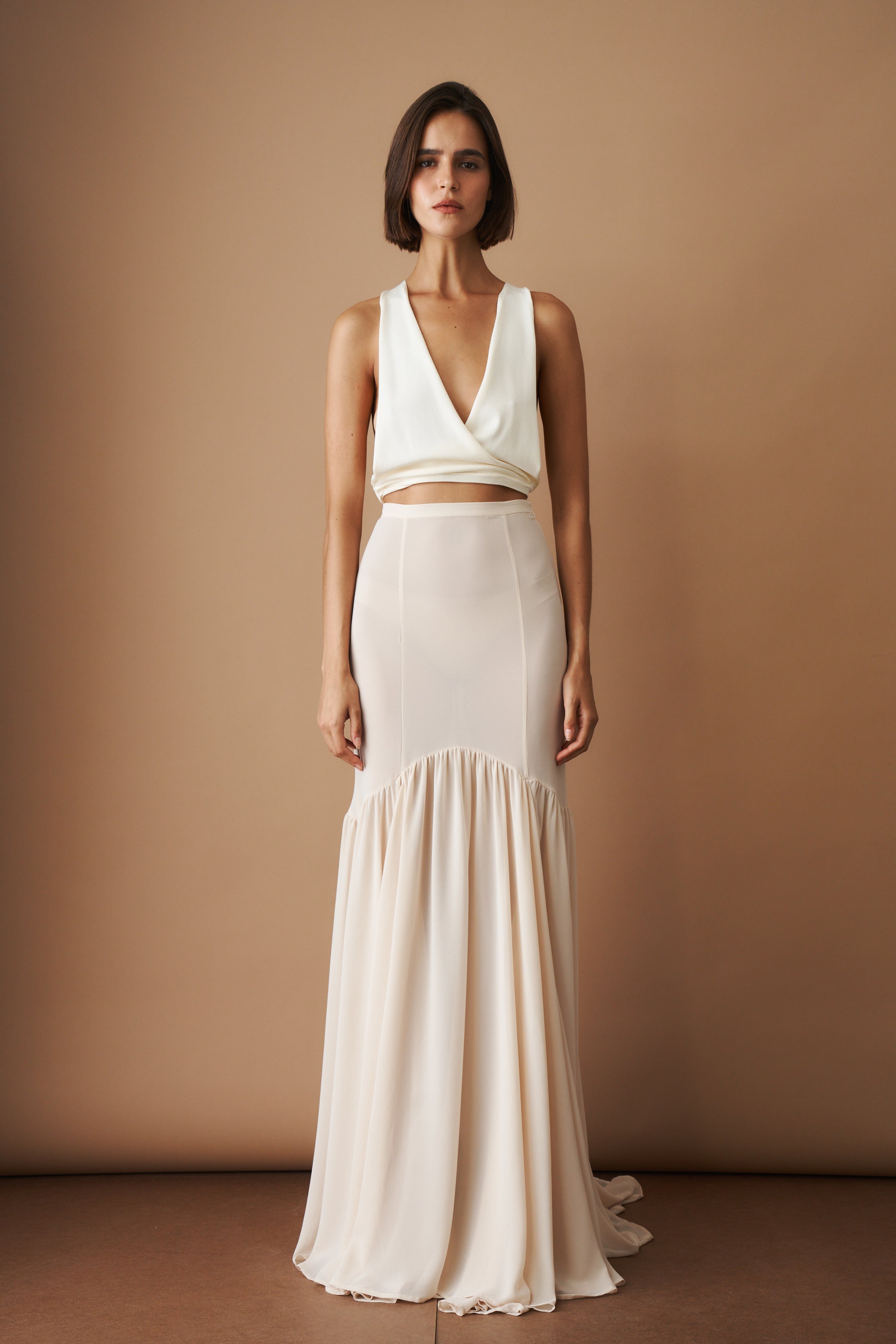 Ruffled Maxi Skirt Nude - DÉSORDRE