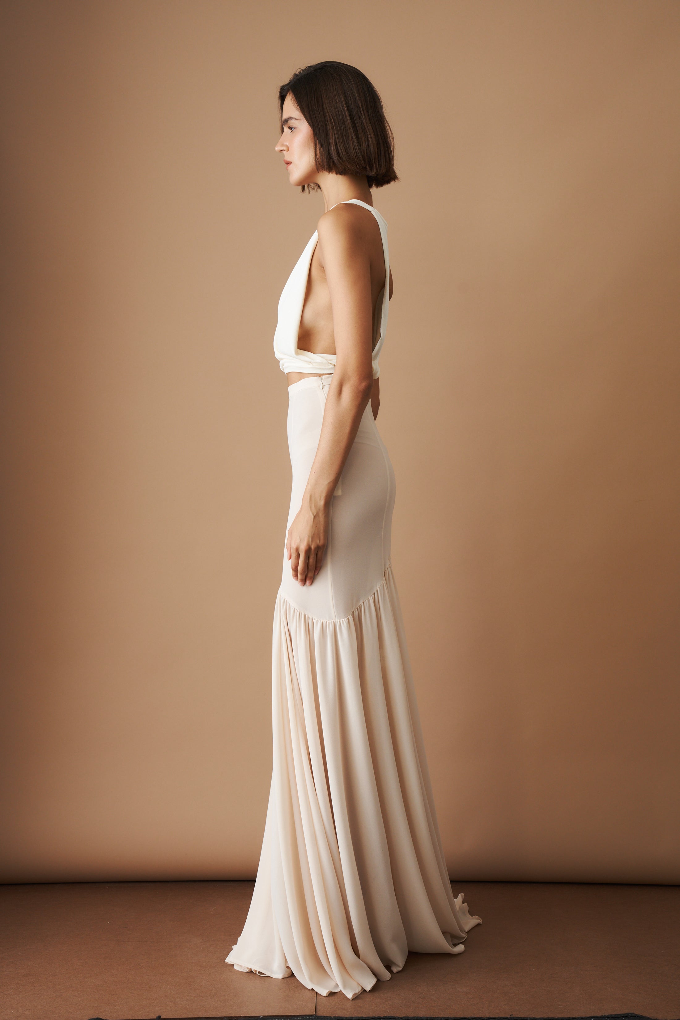 Ruffled Maxi Skirt Nude - DÉSORDRE