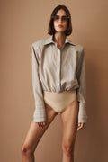 Striped Viscose Wool Bodysuit - DÉSORDRE