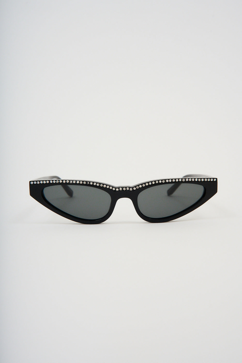 Narrow Crystal Cat Eye Black Sunglasses - Désordre Boutique