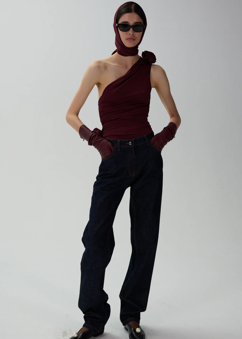 One Shoulder Burgundy T-Shirt - Désordre Boutique