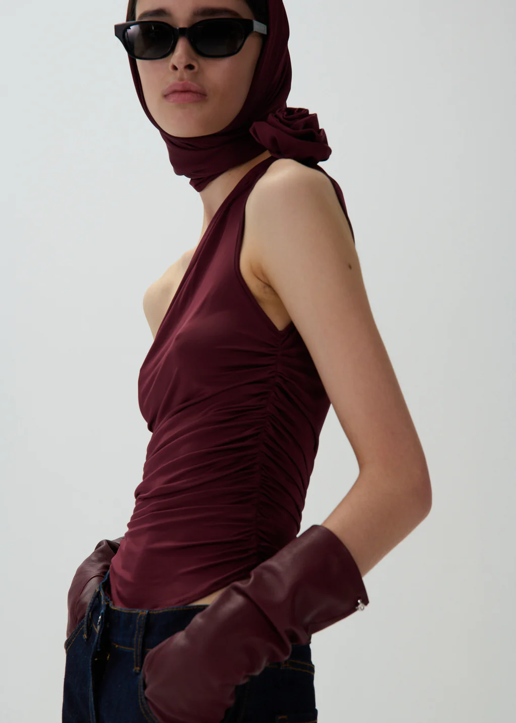 One Shoulder Burgundy T-Shirt - Désordre Boutique