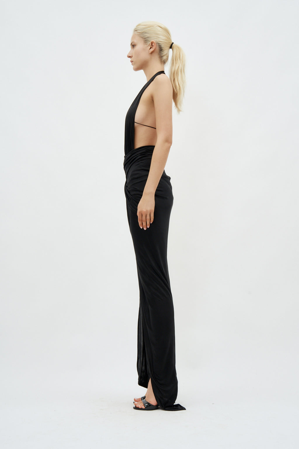 Open Draped Black Gown - Désordre Boutique