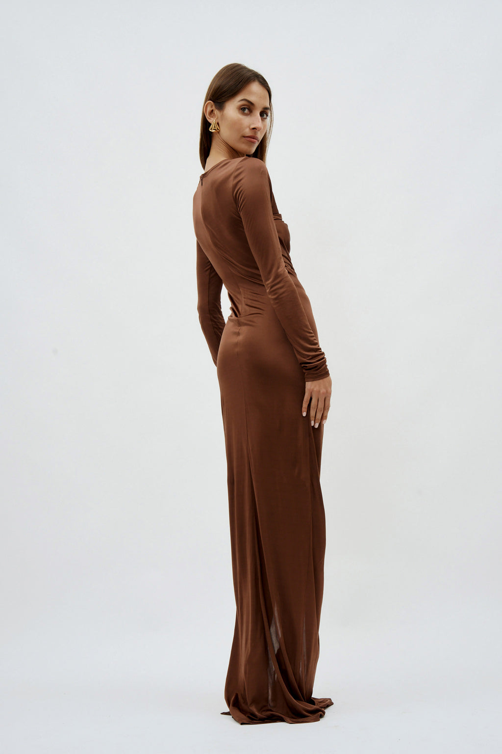 Open Front Ruched Bronze Gown - Désordre Boutique