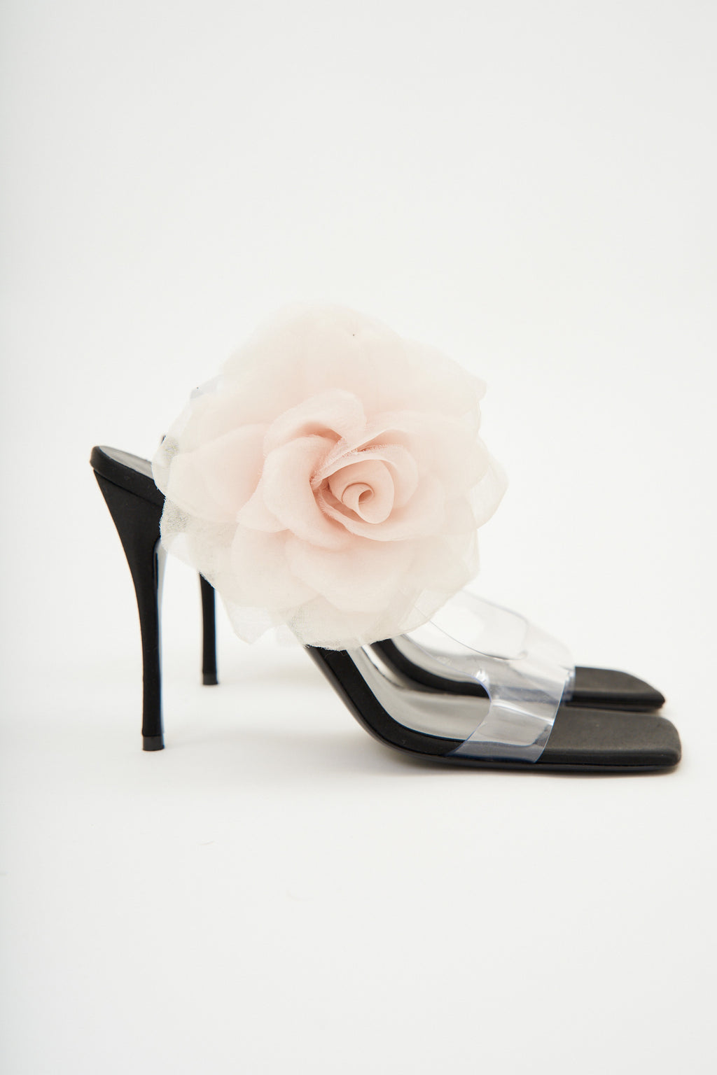 Organza Flower PVC Black Pink Sandals - Désordre Boutique