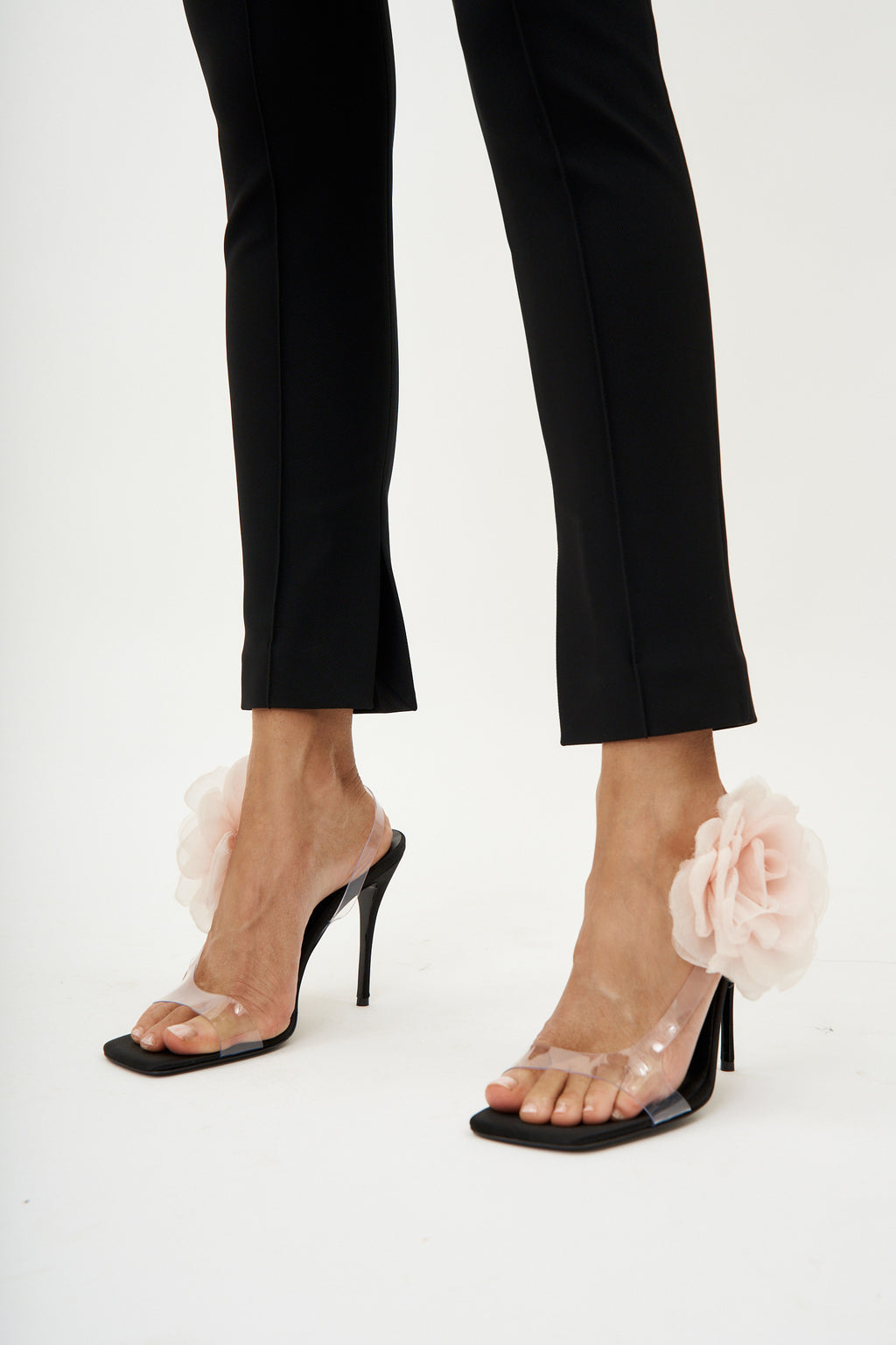 Organza Flower PVC Black Pink Sandals - Désordre Boutique