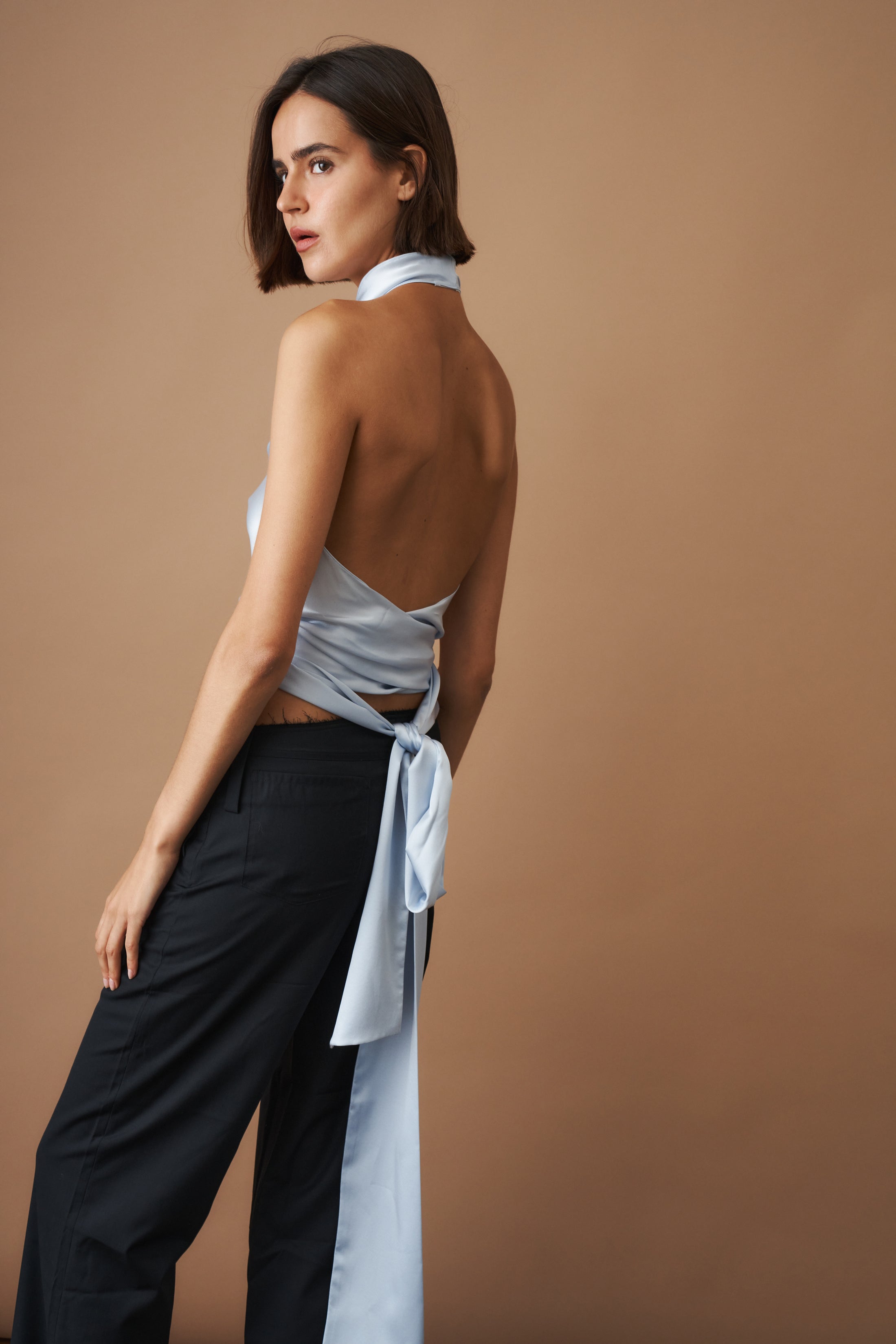 Cowl Neck Halter Ice Blue - DÉSORDRE