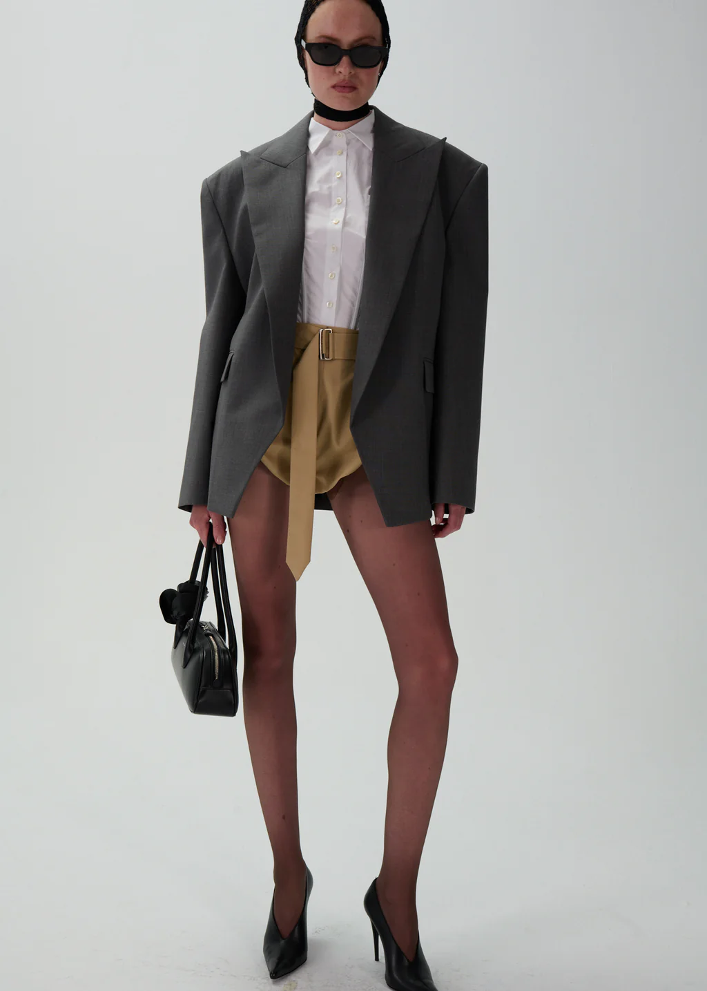 Oversized Grey Tuxedo Blazer - Désordre Boutique