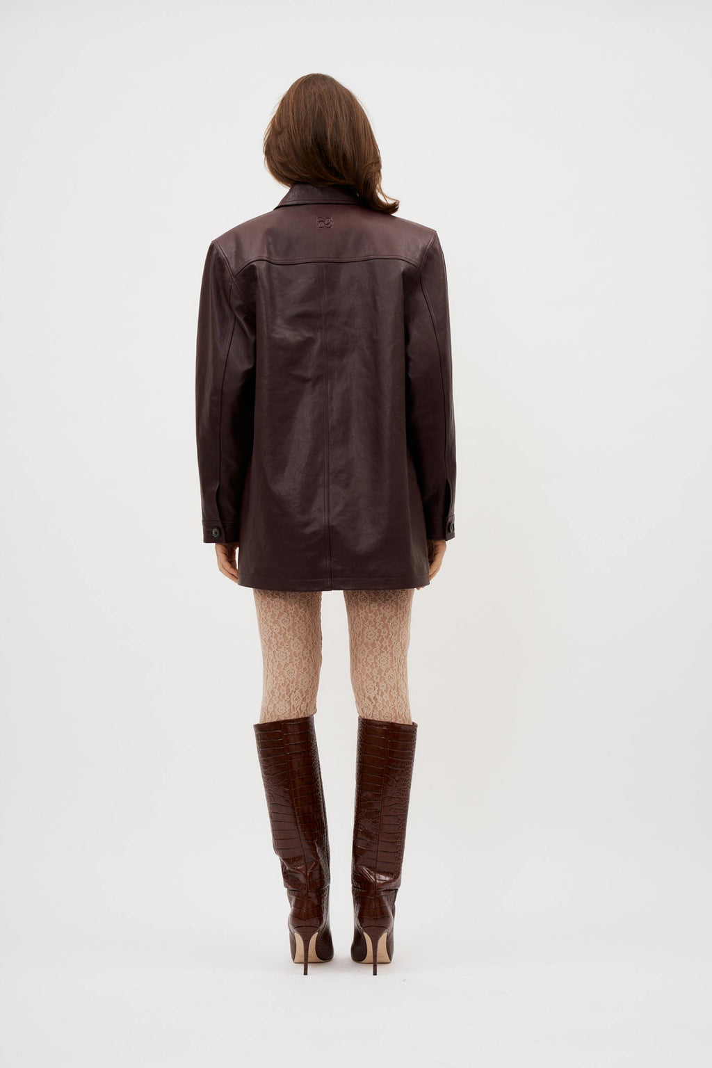 Oversized Leather Bordeaux Button Up Jacket - Désordre Boutique