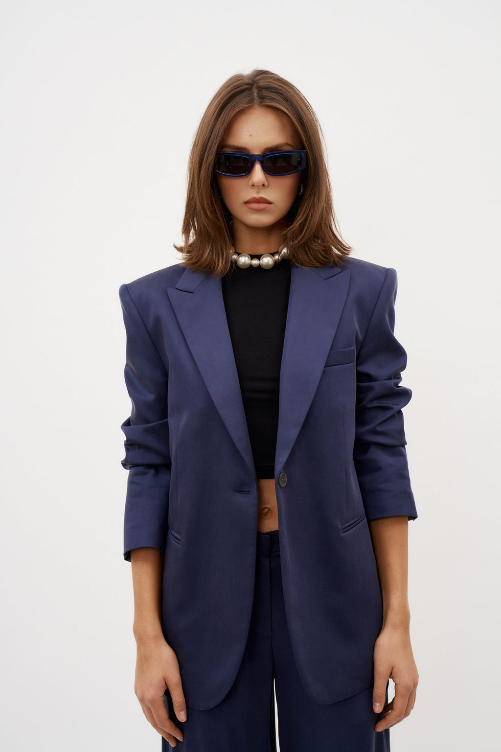 Oversized Single Button Navy Blazer - Désordre Boutique