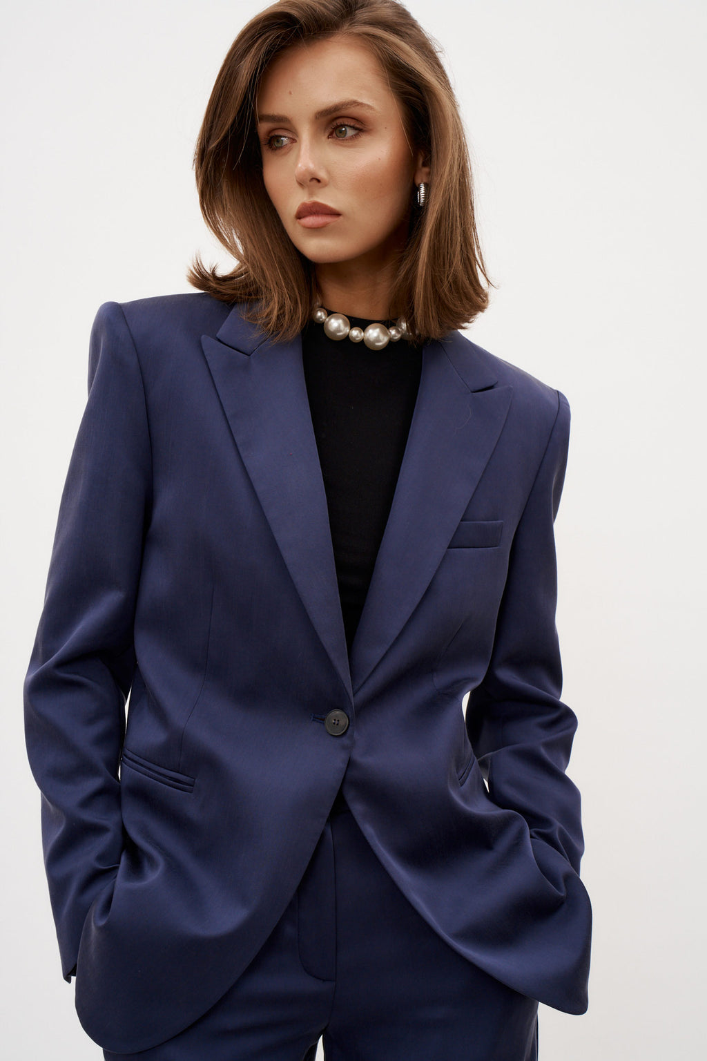 Oversized Single Button Navy Blazer - Désordre Boutique