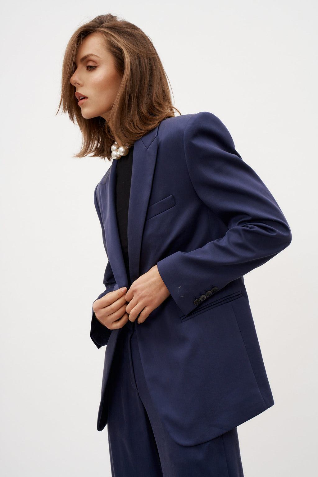 Oversized Single Button Navy Blazer - Désordre Boutique