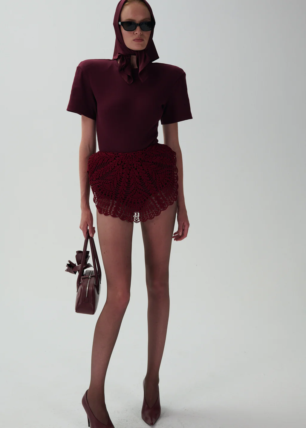 Padded Hip Crochet Bordeaux Skirt - Désordre Boutique