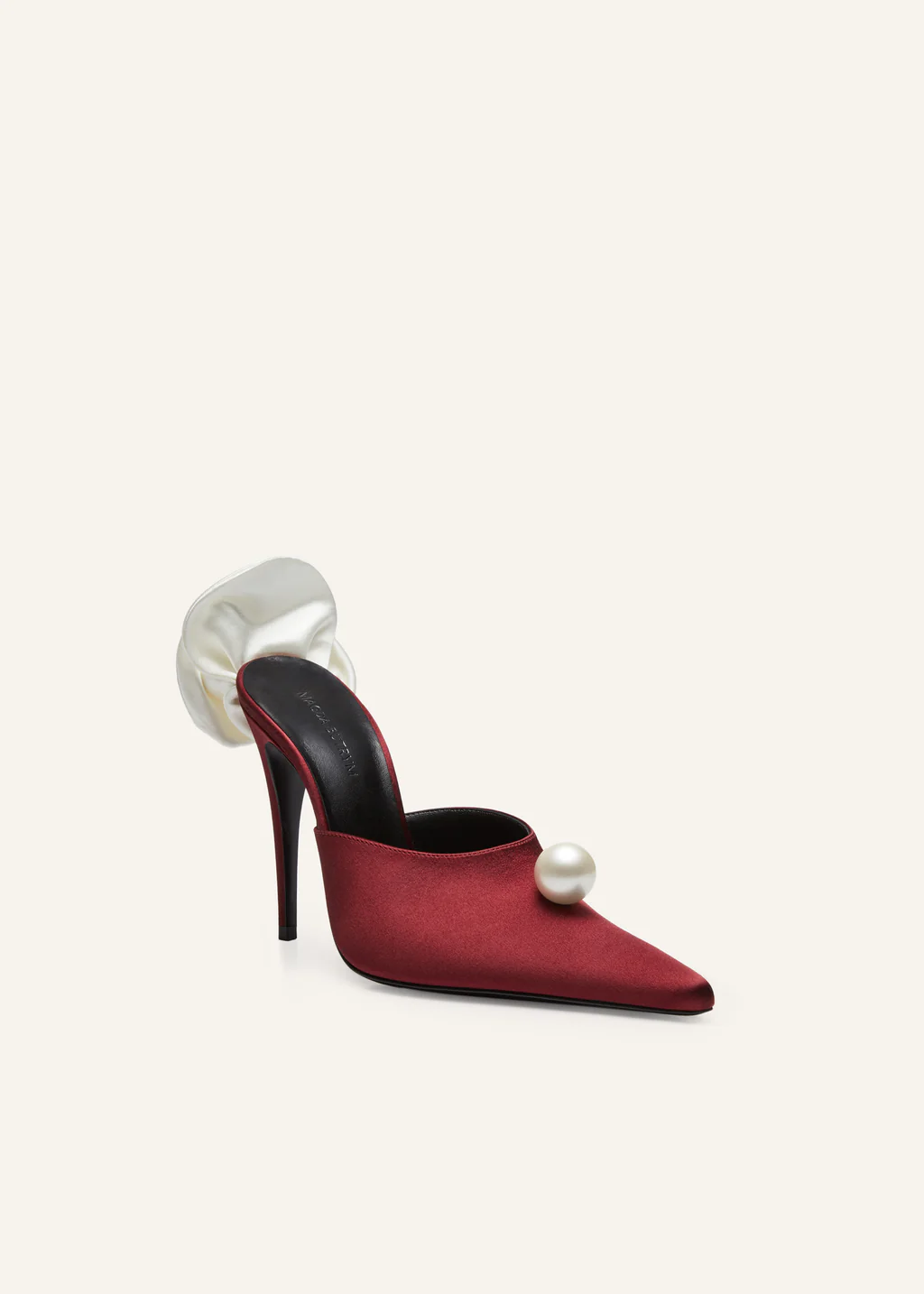 Pointed Flower Burgundy Satin Mules - Désordre Boutique