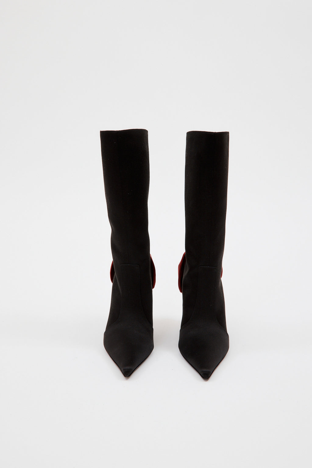 Pointed Toe Red Flower Black Boots - Désordre Boutique