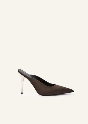 Pointed Toe Satin Brown Mules - Désordre Boutique