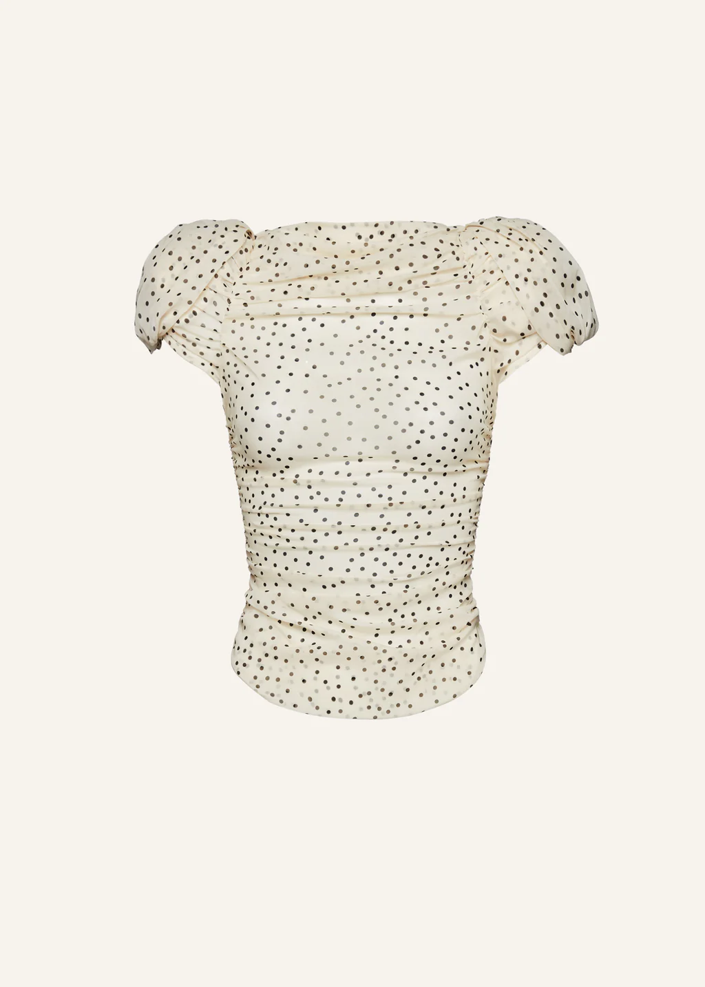 Puff Sleeve Ruched Cream Dots Blouse - Désordre Boutique