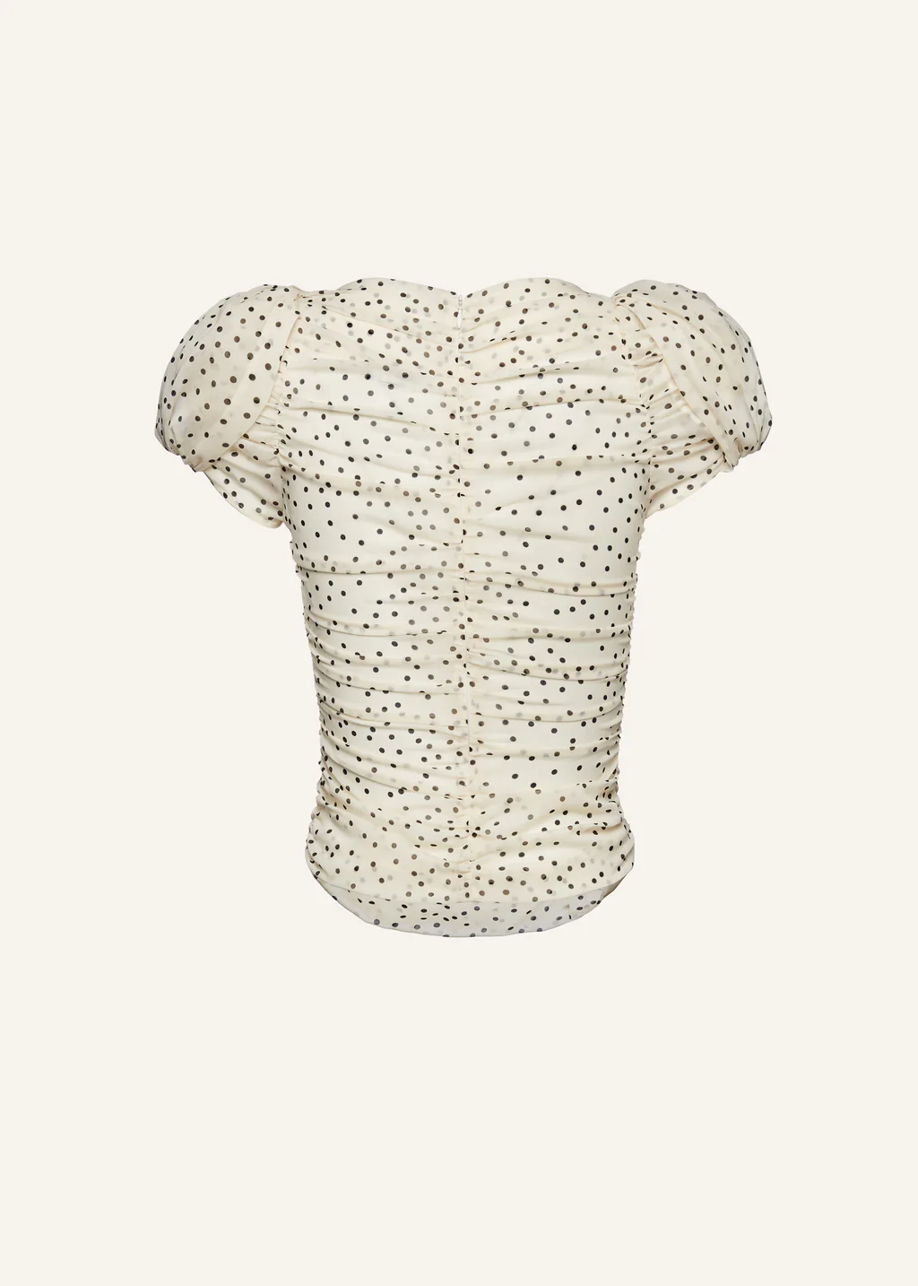 Puff Sleeve Ruched Cream Dots Blouse - Désordre Boutique