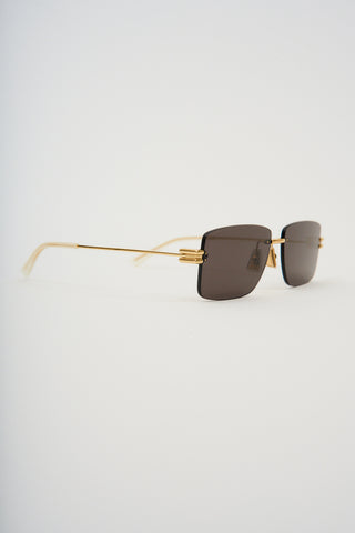 Rimless Rectangular Gold Sunglasses - Désordre Boutique