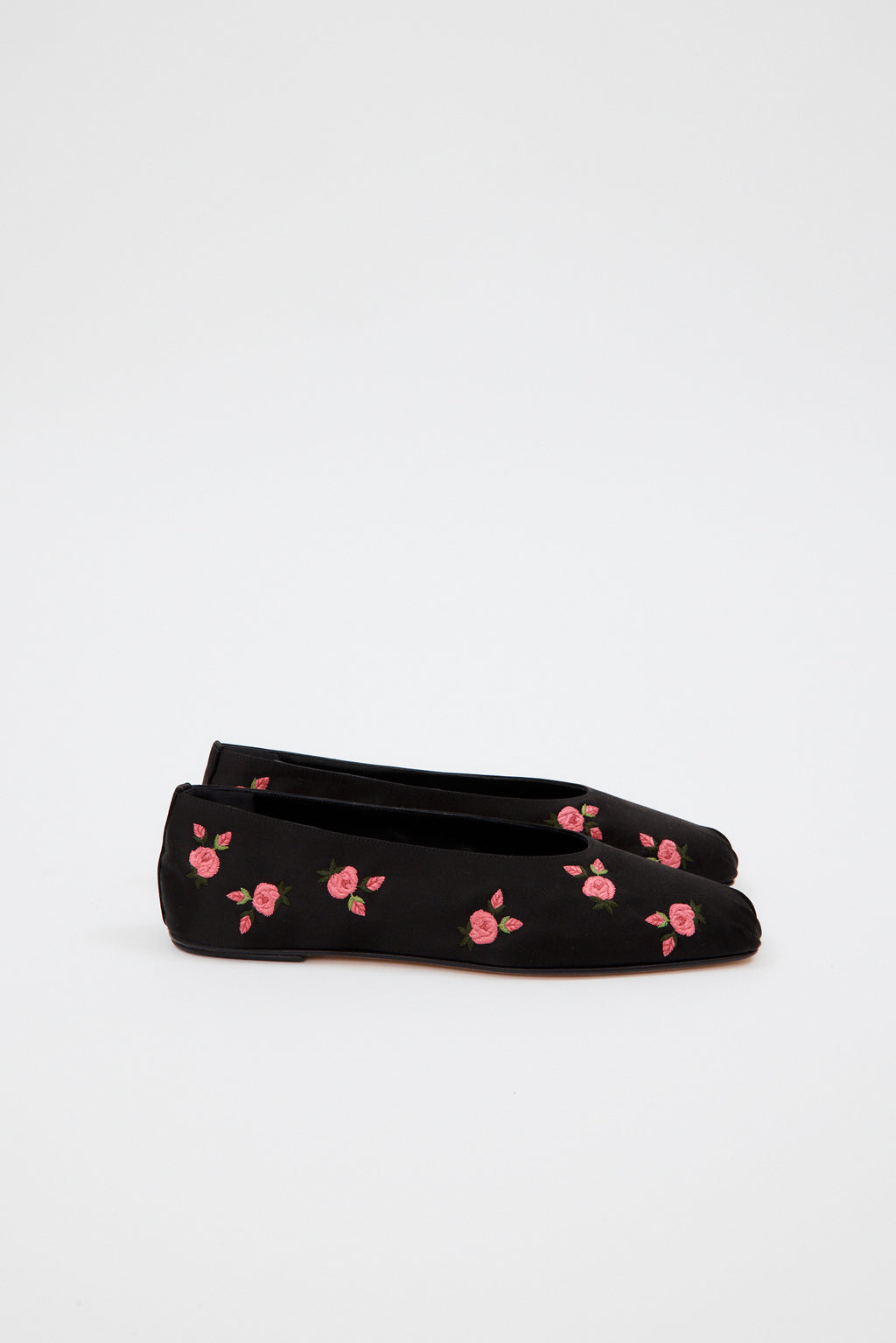 Rose Satin Black Ballet Flats - Désordre Boutique