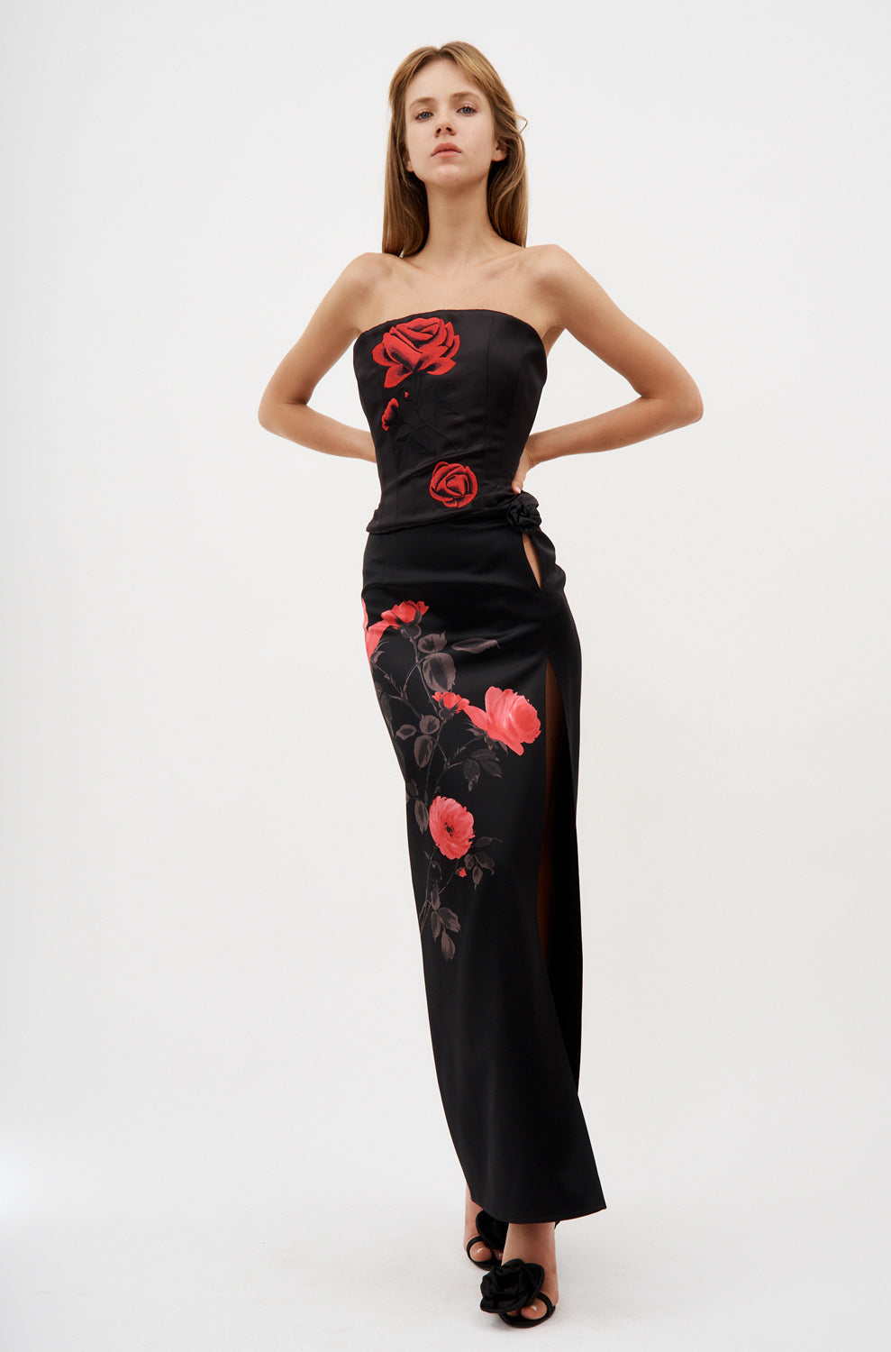 Rosette Cutout Black Maxi Skirt - Désordre Boutique