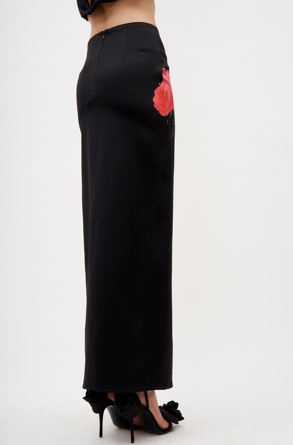 Rosette Cutout Black Maxi Skirt - Désordre Boutique