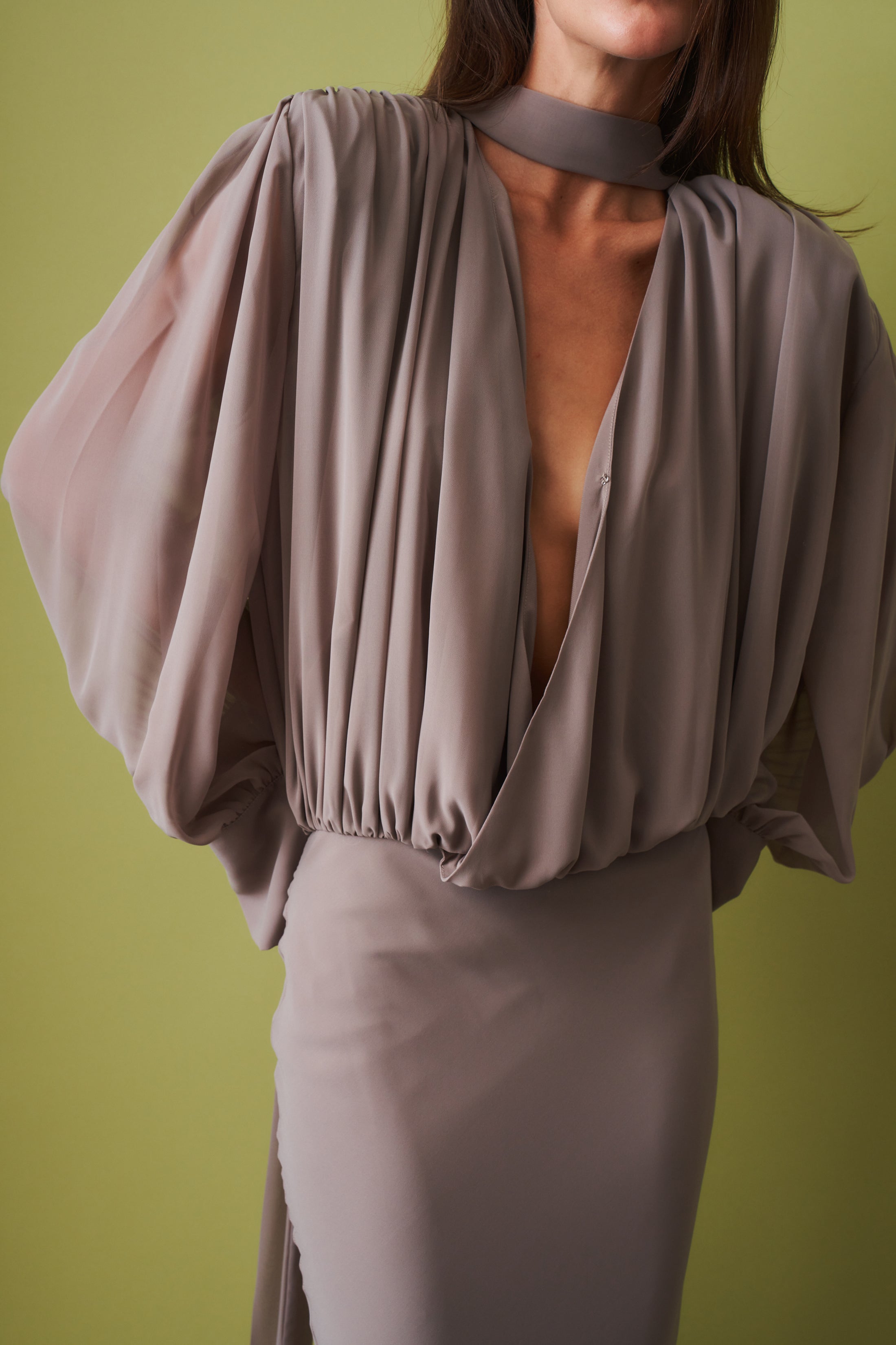 Chiffon Long Sleeve Maxi Dress - DÉSORDRE