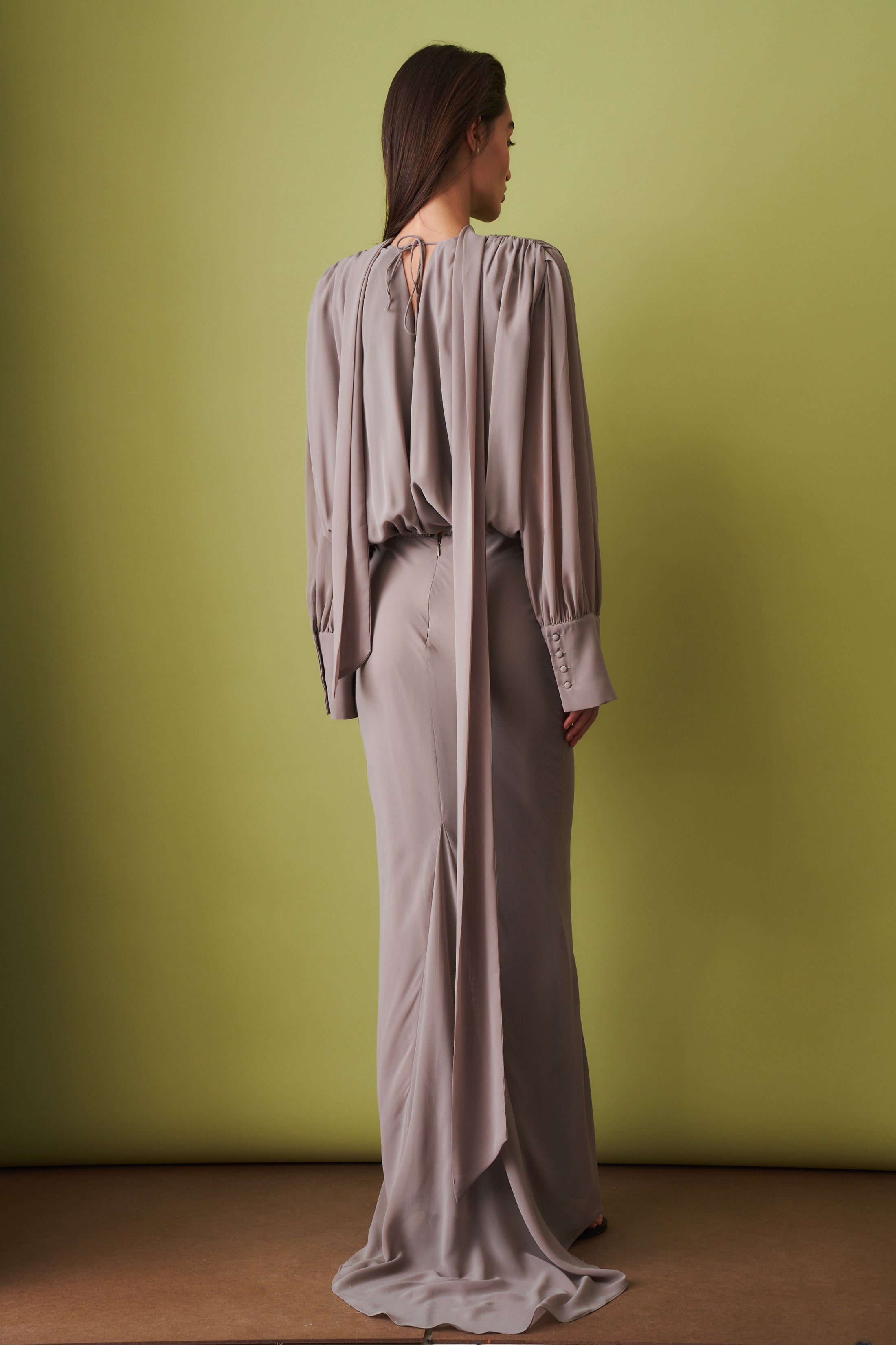Chiffon Long Sleeve Maxi Dress - DÉSORDRE