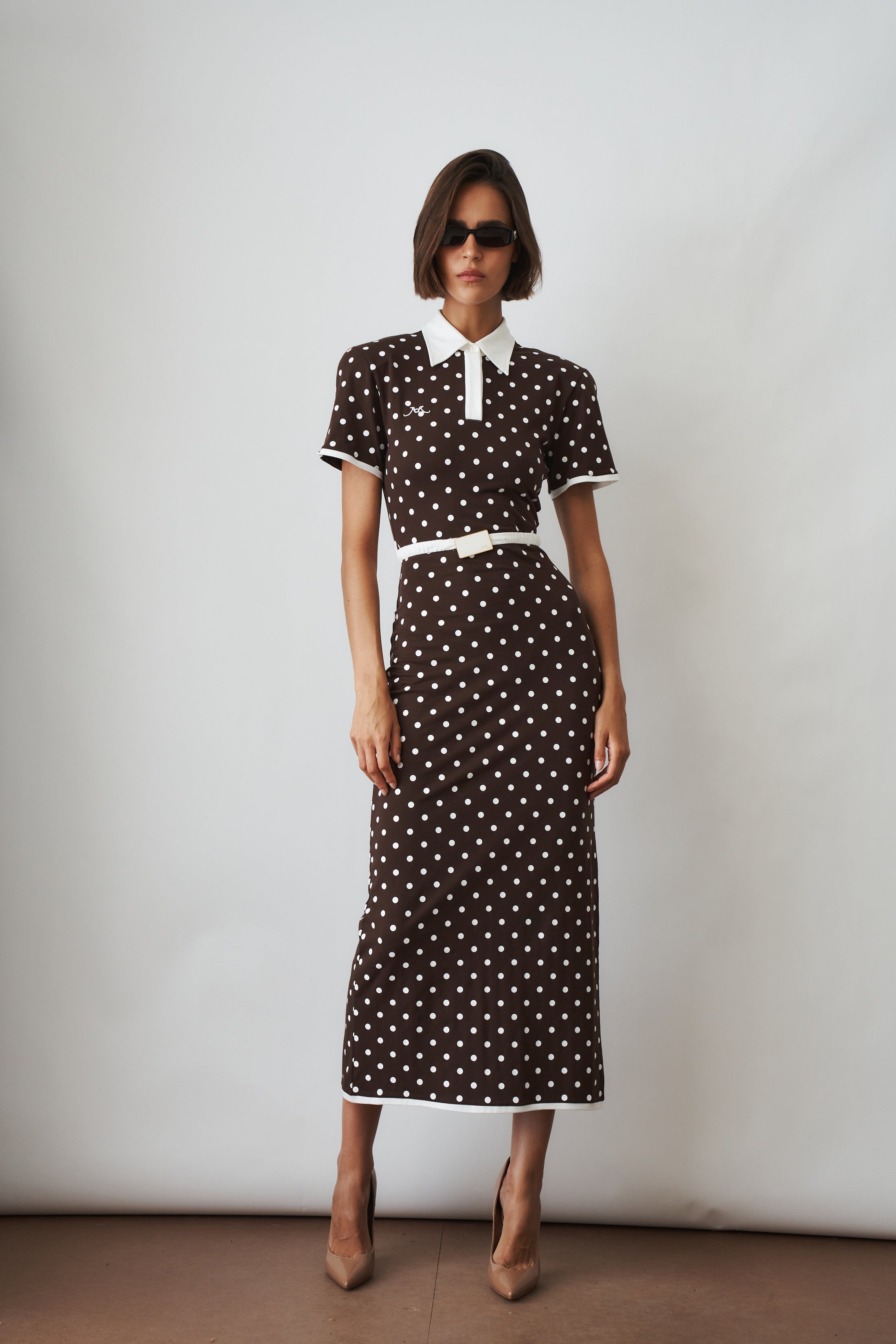 Polka Dot Jersey Dress Brown - DÉSORDRE