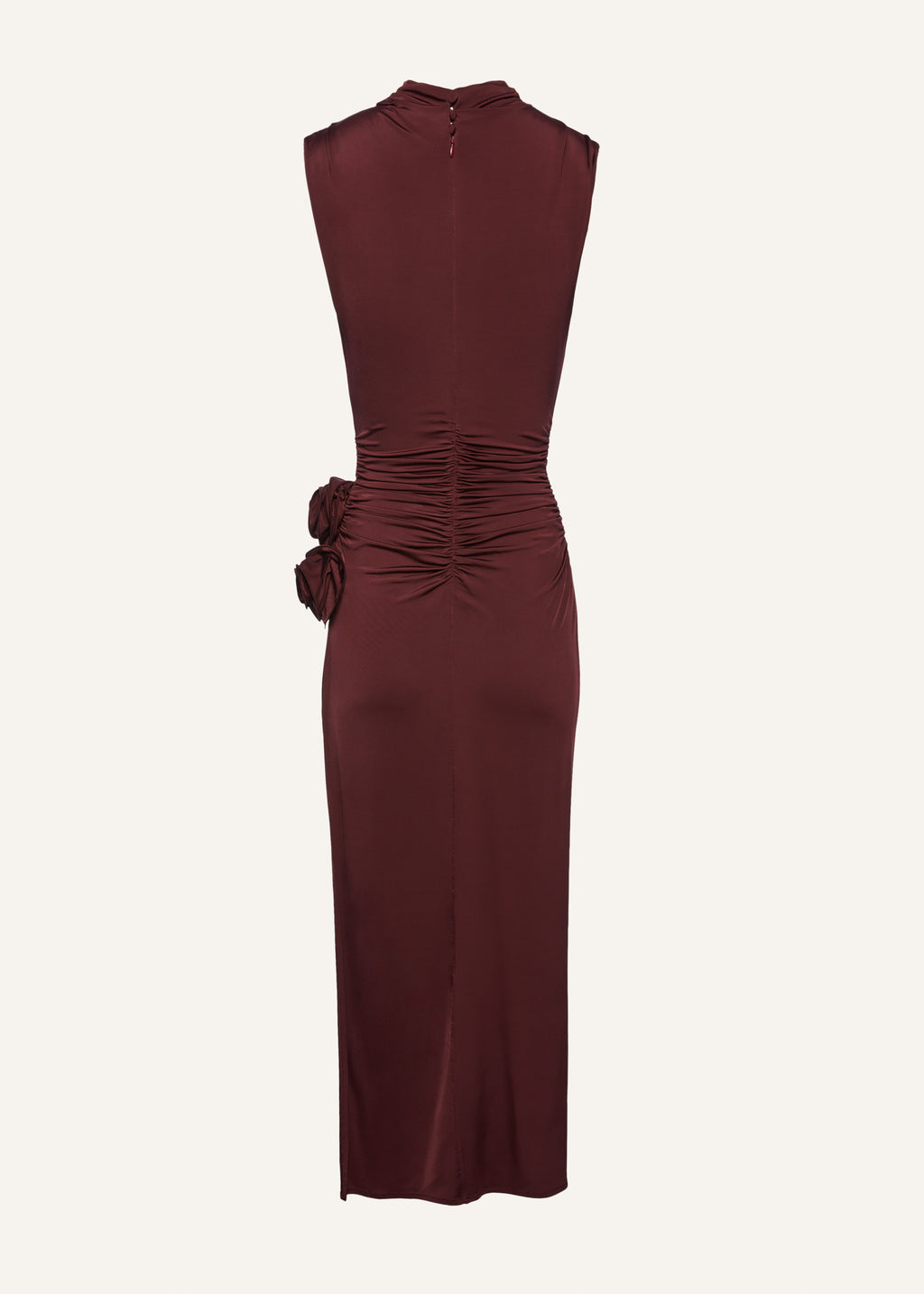 Ruched Mock Neck Midi Bordeaux Dress - Désordre Boutique