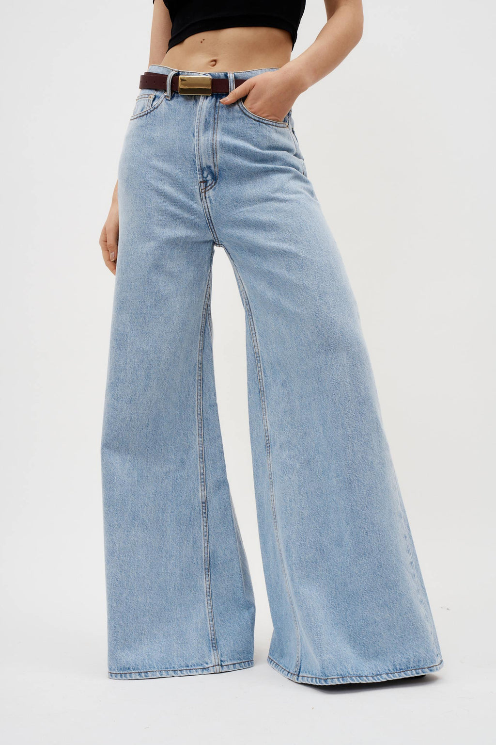 Sage Washed Blue Wide Leg Jeans - Désordre Boutique