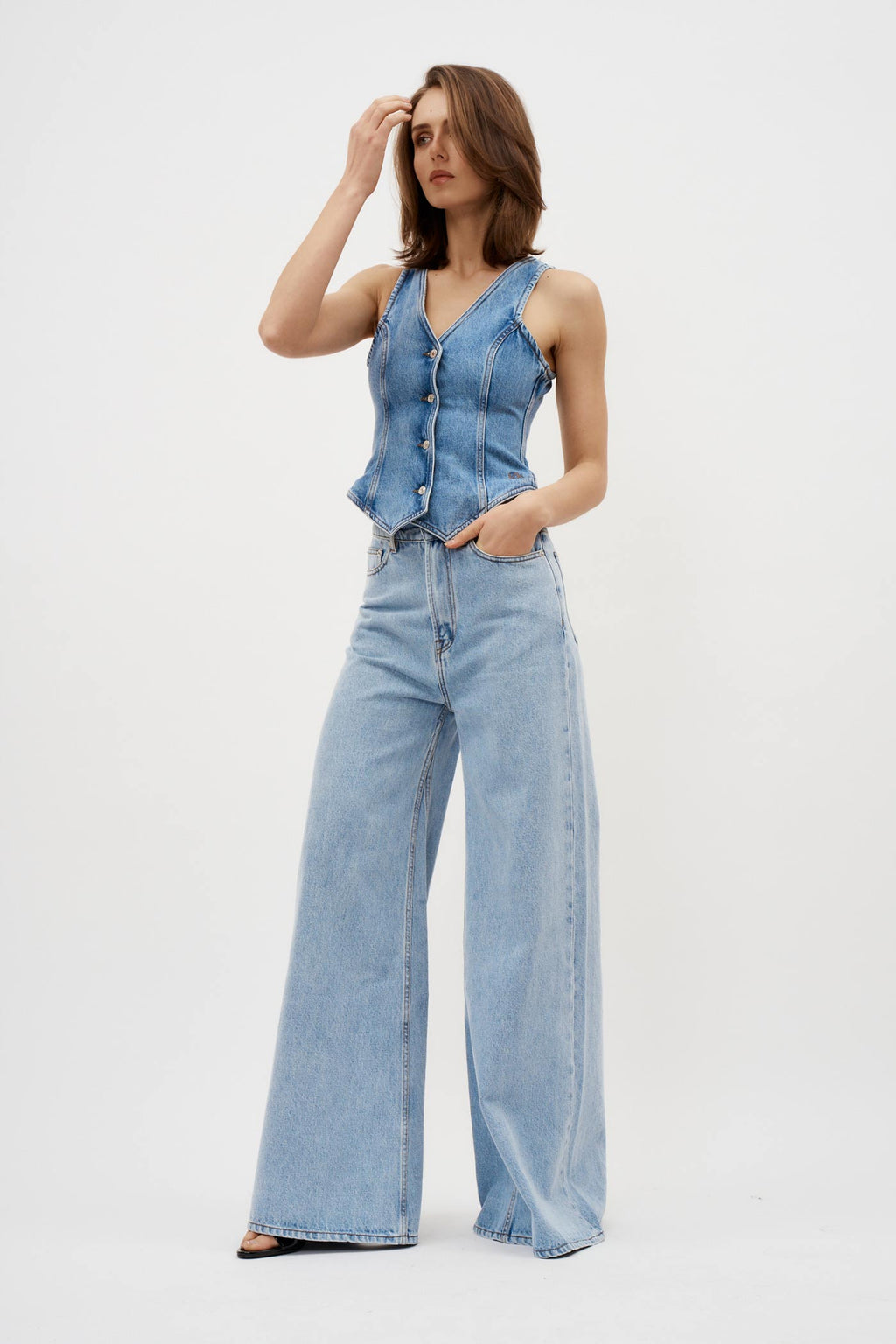 Sage Washed Blue Wide Leg Jeans - Désordre Boutique