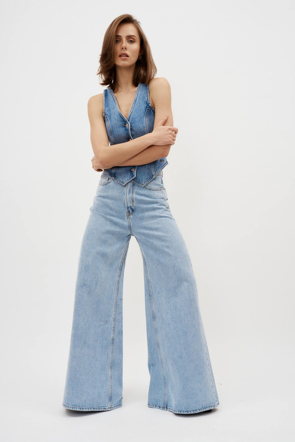 Sage Washed Blue Wide Leg Jeans - Désordre Boutique