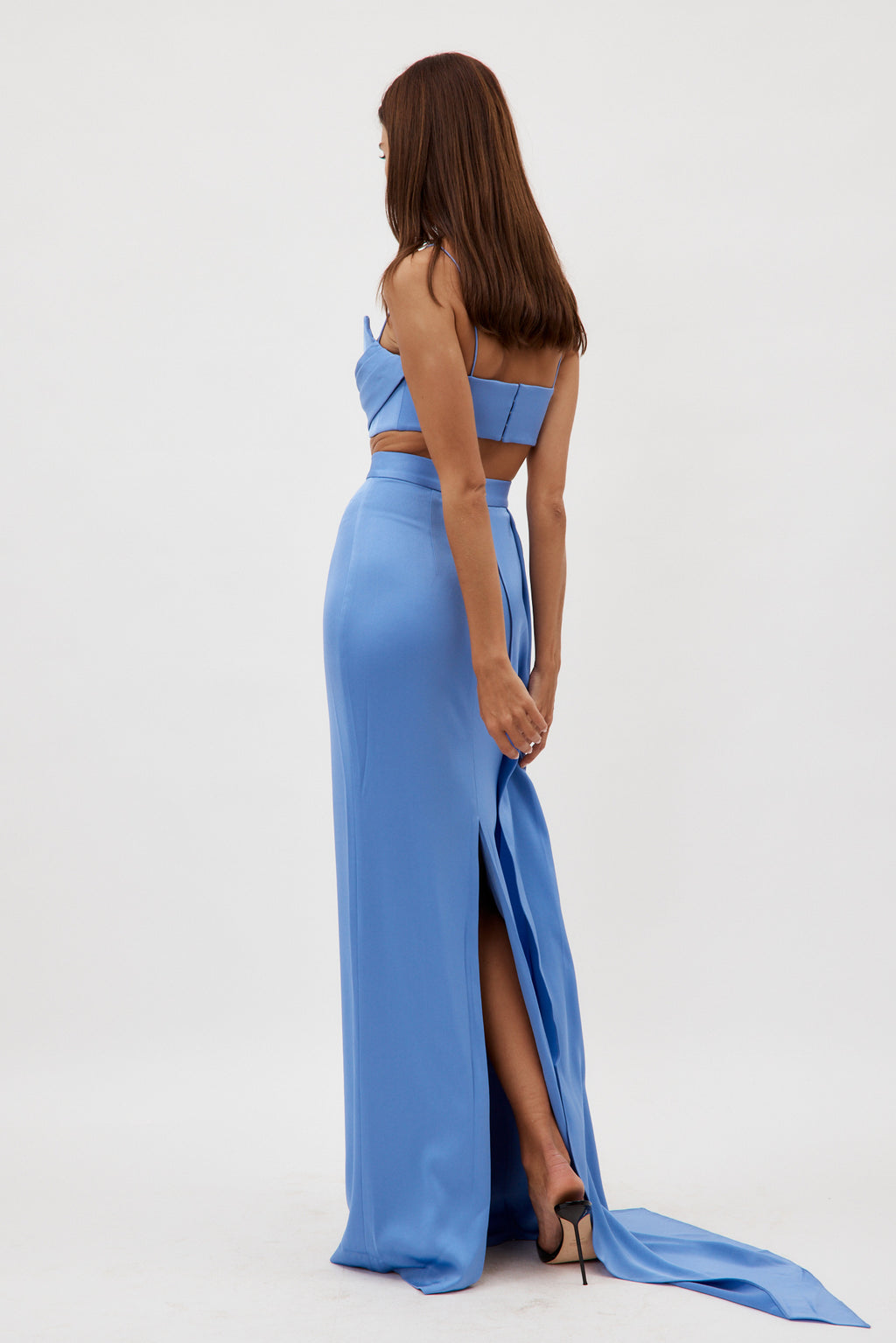 Satin Crepe Drape Periwinkle Crop Top - Désordre Boutique