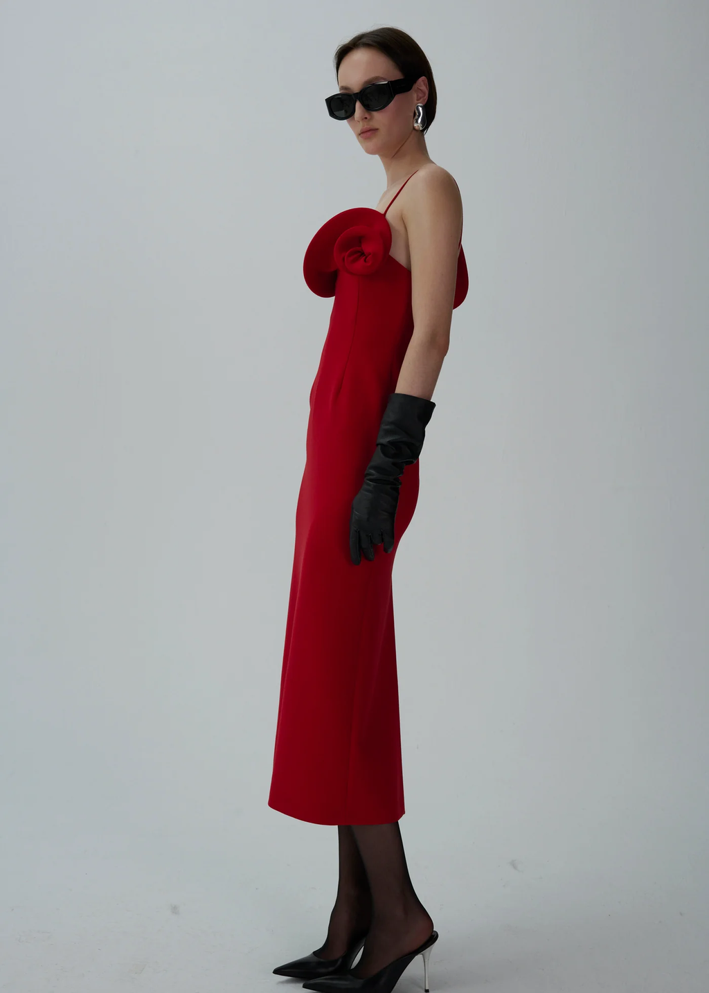 Sculptural Midi Red Dress - Désordre Boutique