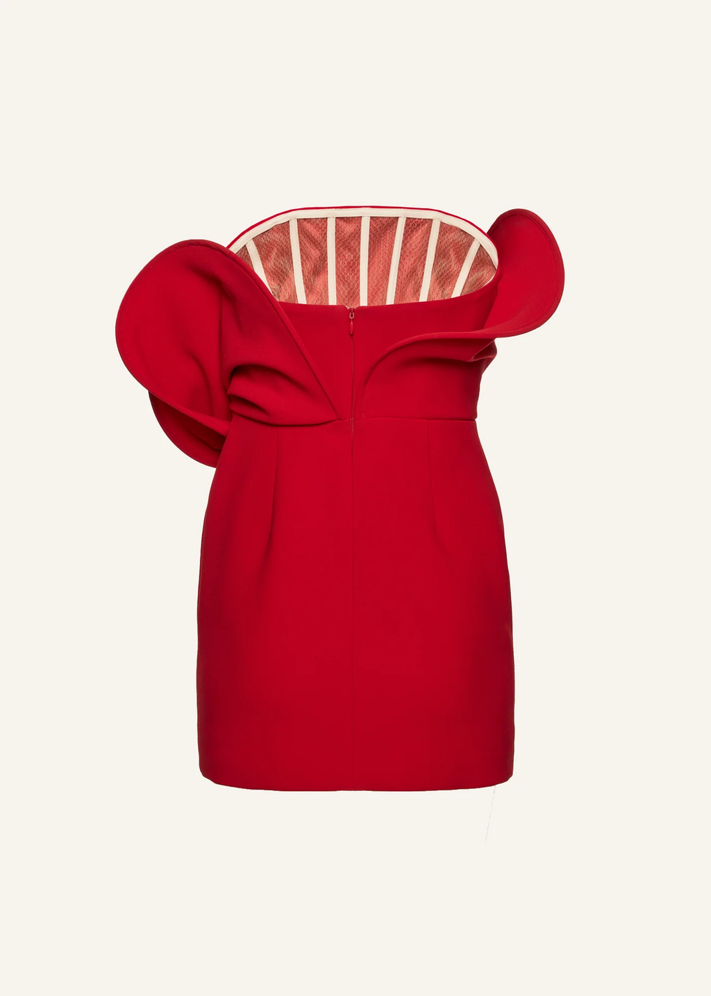 Sculptural Rose Mini Red Dress - Désordre Boutique