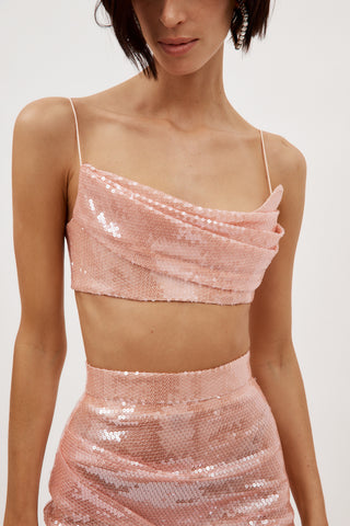 Sequin Drape Peach Crop Top - Désordre Boutique