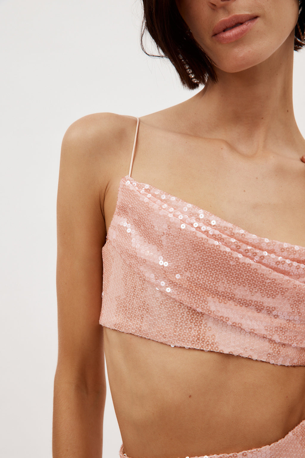 Sequin Drape Peach Crop Top - Désordre Boutique