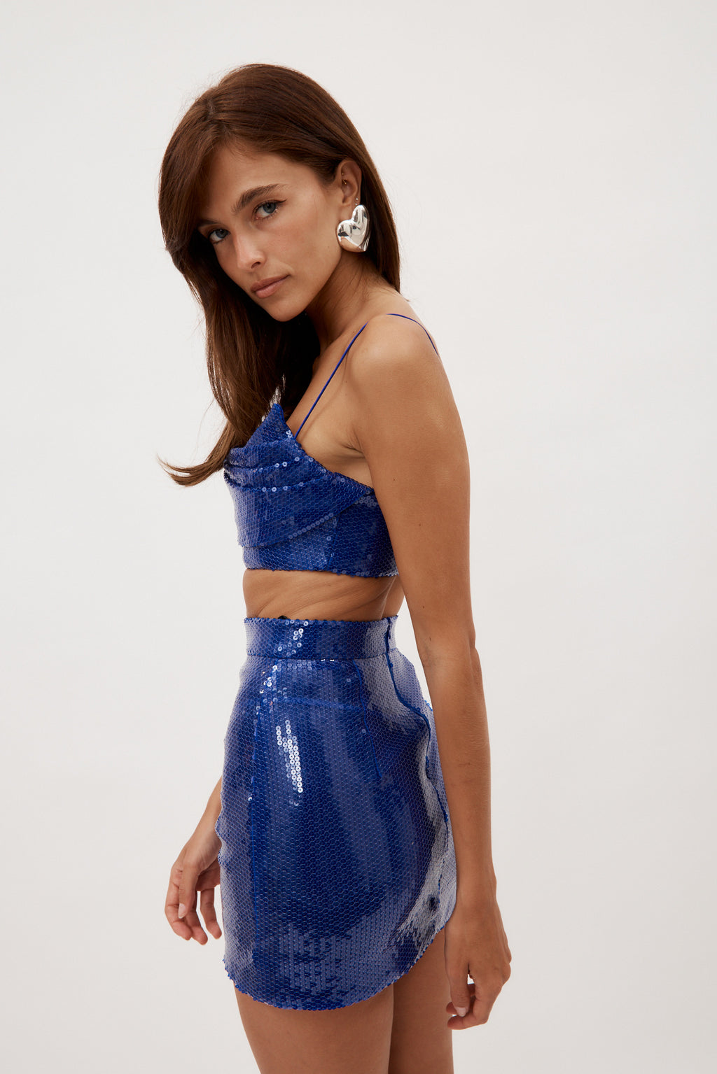 Sequin Drape Ultramarine Crop Top - Désordre Boutique