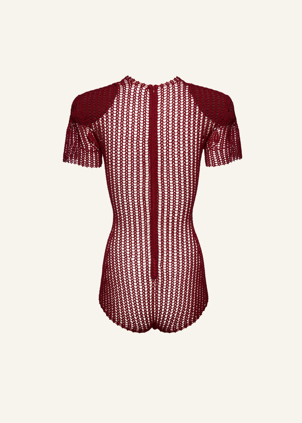 Short Sleeve Crochet Bordeaux Bodysuit - Désordre Boutique