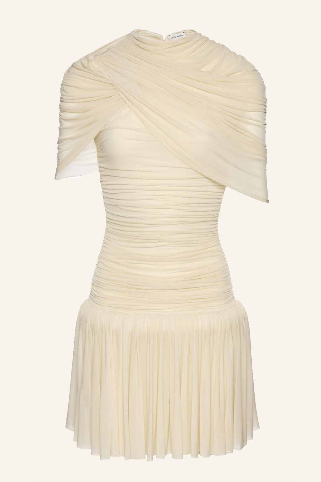 Draped Mini Cream Dress