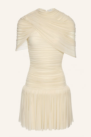 Draped Mini Cream Dress
