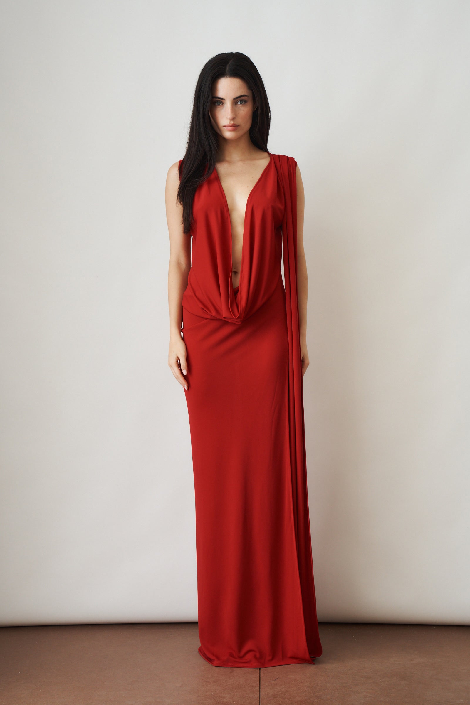 Cowl Red Dress - DÉSORDRE