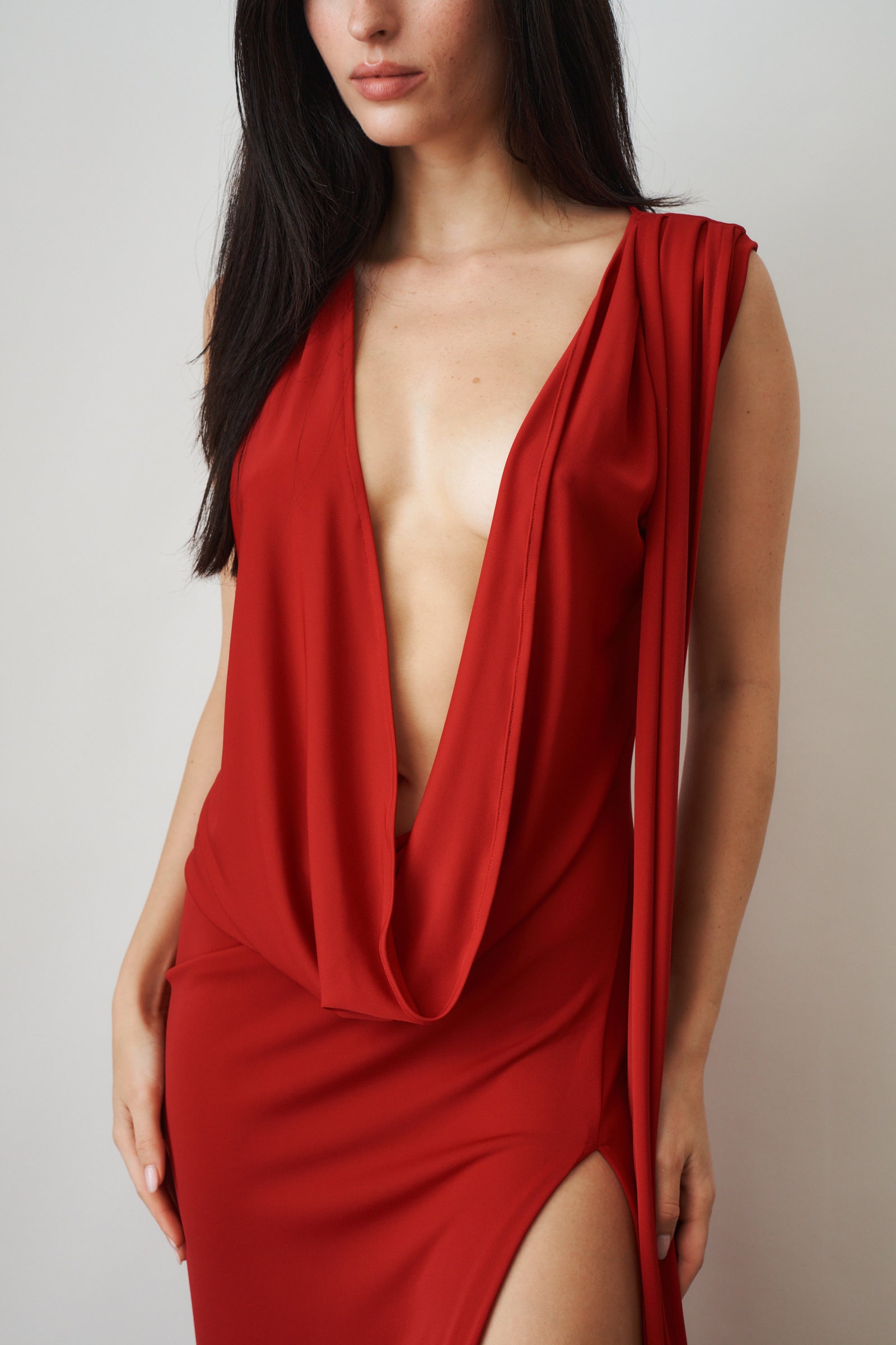 Cowl Red Dress - DÉSORDRE
